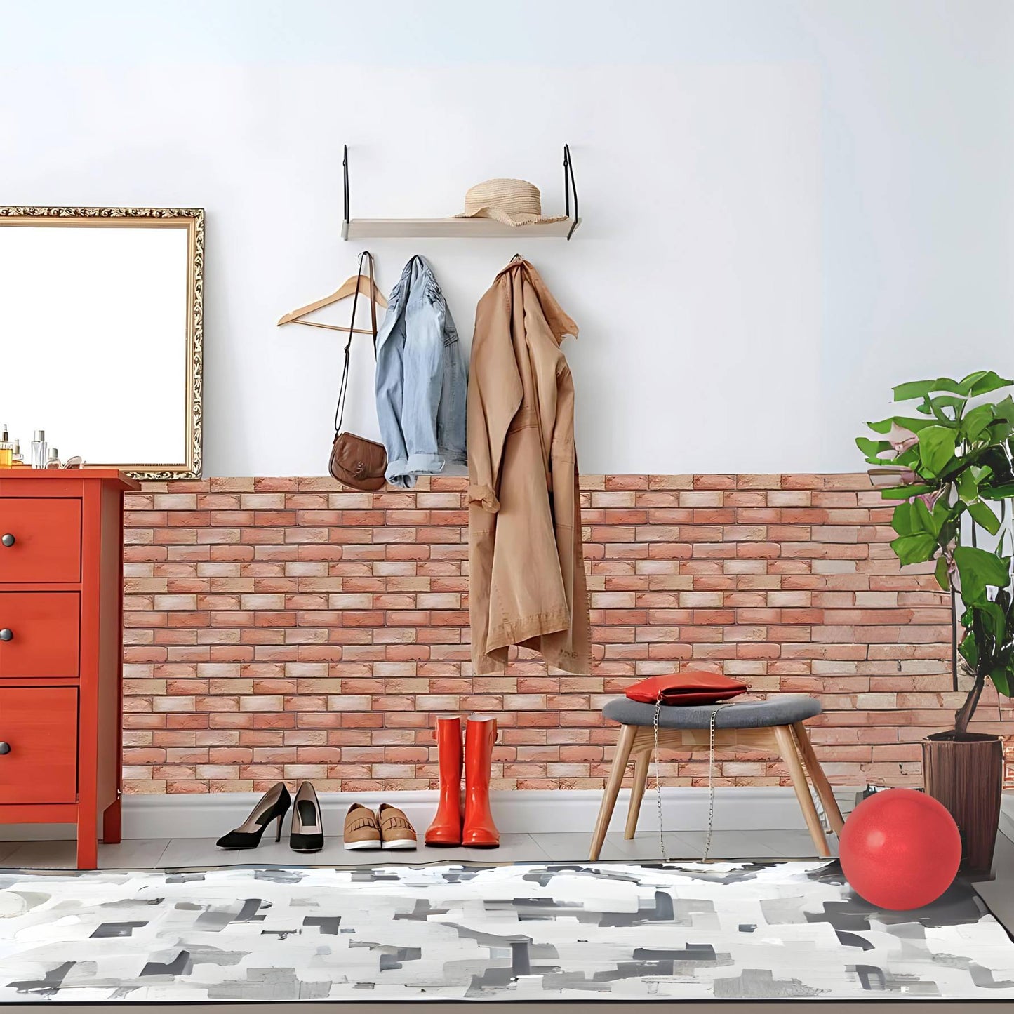 Brick Stone Pattern Self-Adhesive 3D Wallpaper Tiles Waterproof