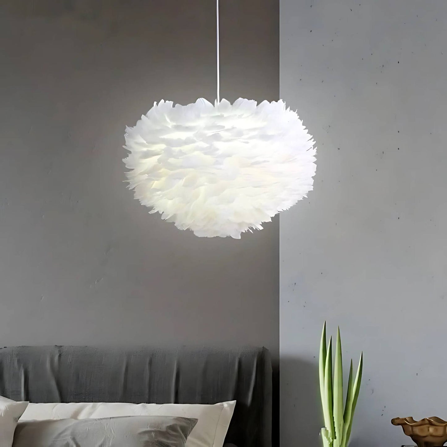 Modern Minimalist Feather Heart Chandelier