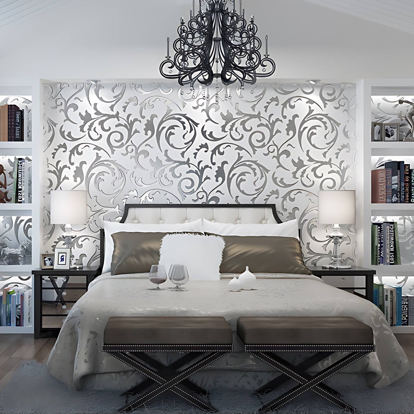 Simple European Luxury Style Embossed Wallpaper