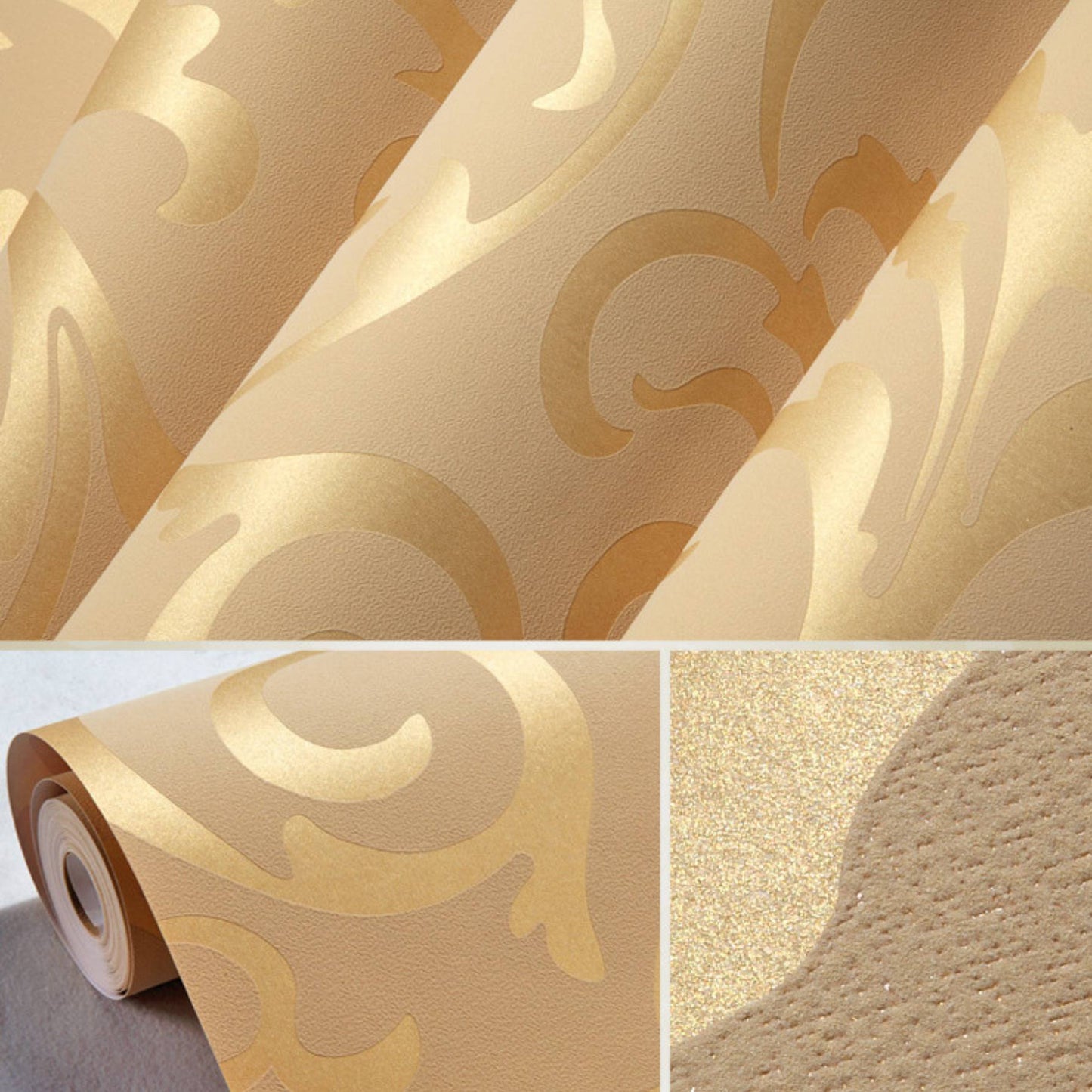Simple European Luxury Style Embossed Wallpaper