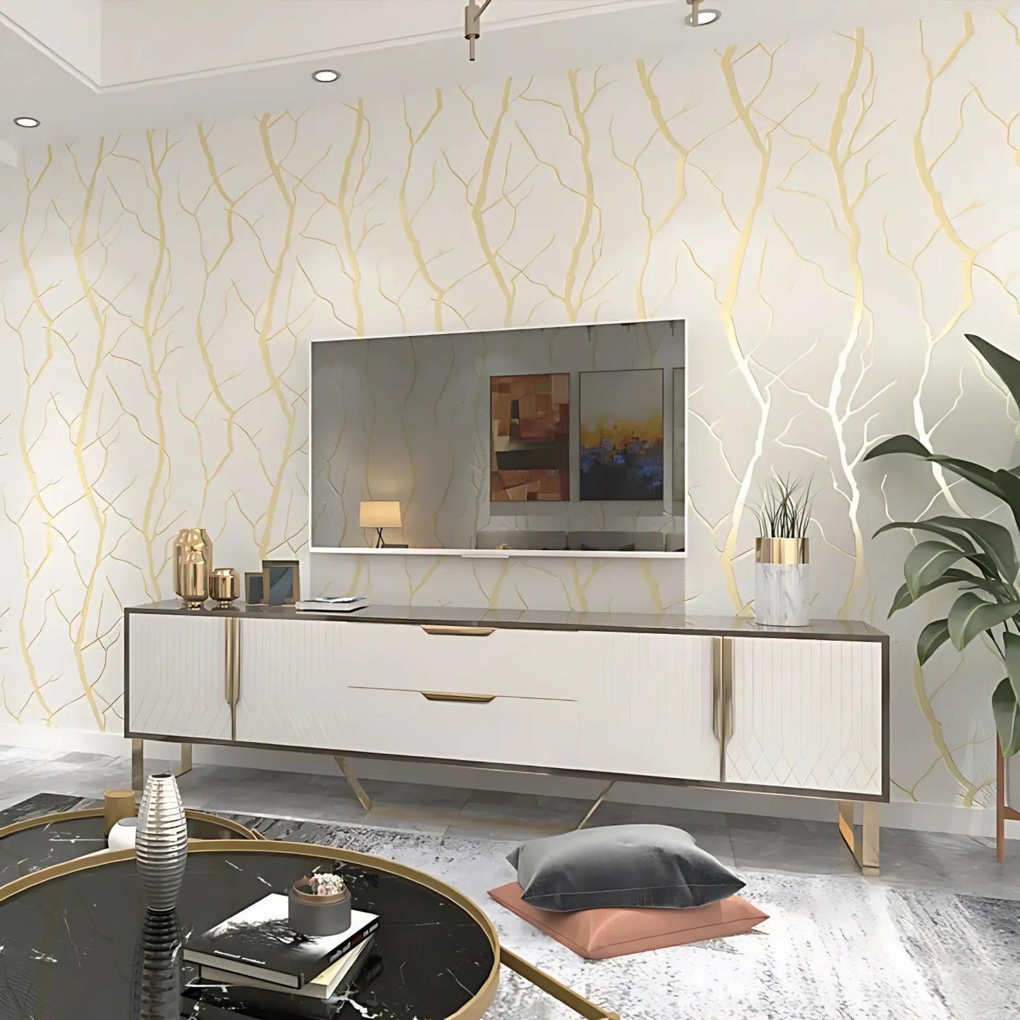 Modern Deerskin Velvet Broken Pattern Wallpaper