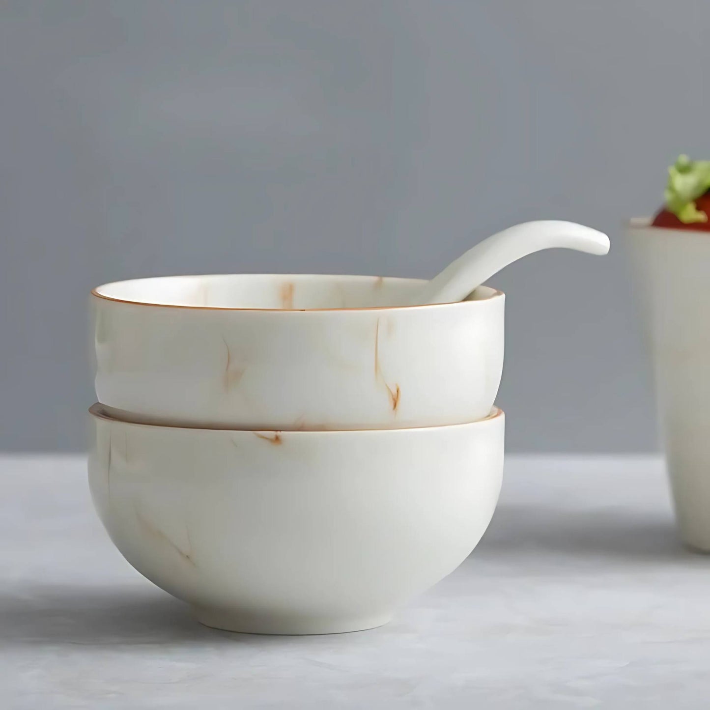 Marbled Ceramic Kitchenware Cream Bowls And Dishes
