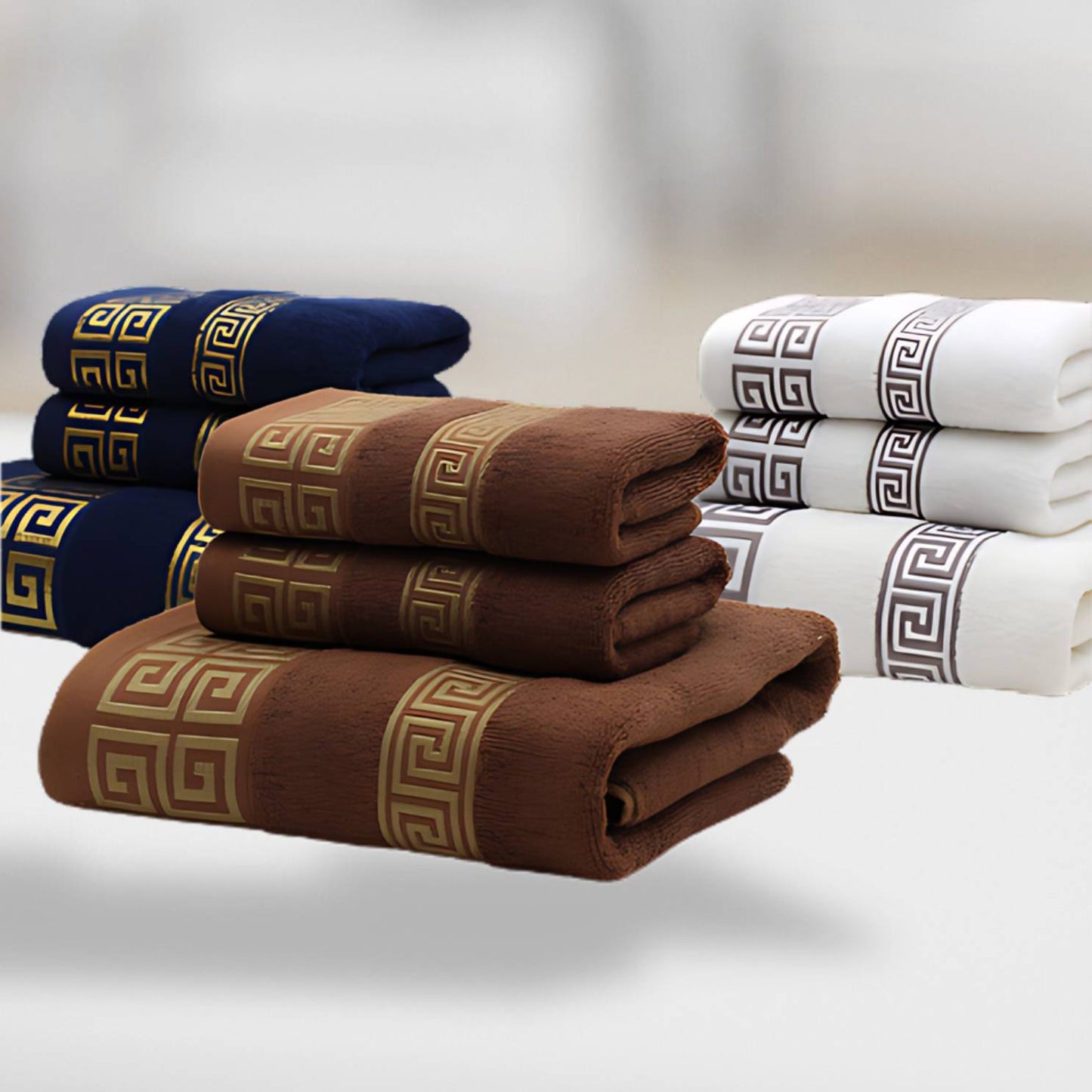 Golden Print Wrapped Bath Towel Set