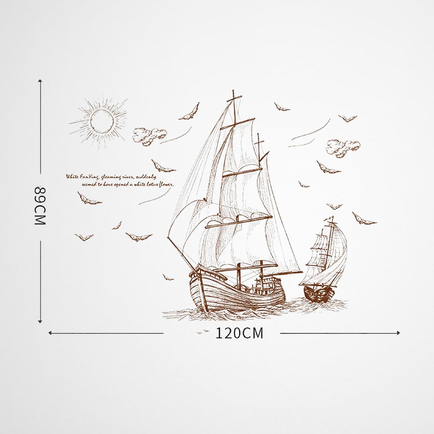 Large Sailboat Scene Decorative Wall Sticker Decal
