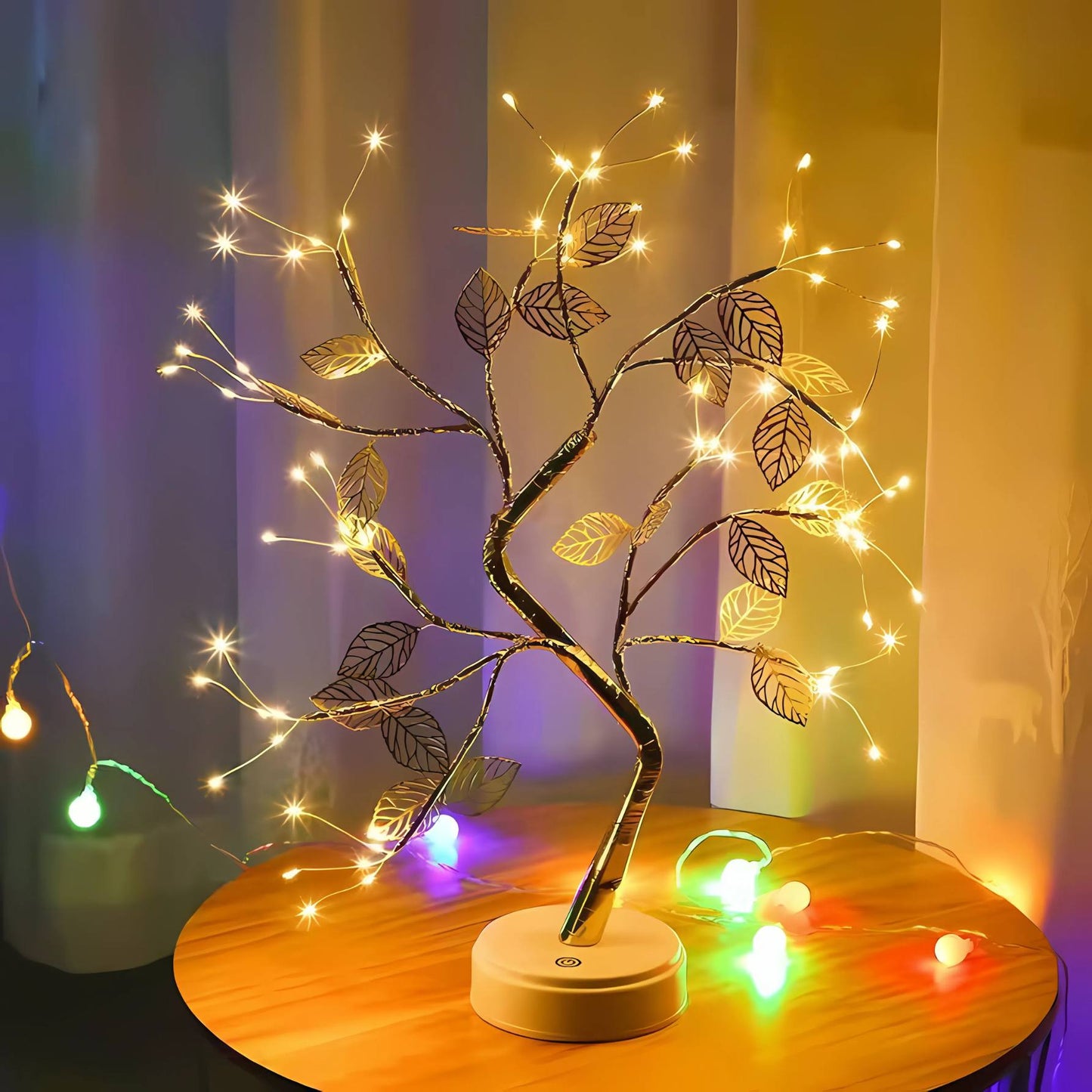 Twinkling Tree Light Golden Leaf Lamp