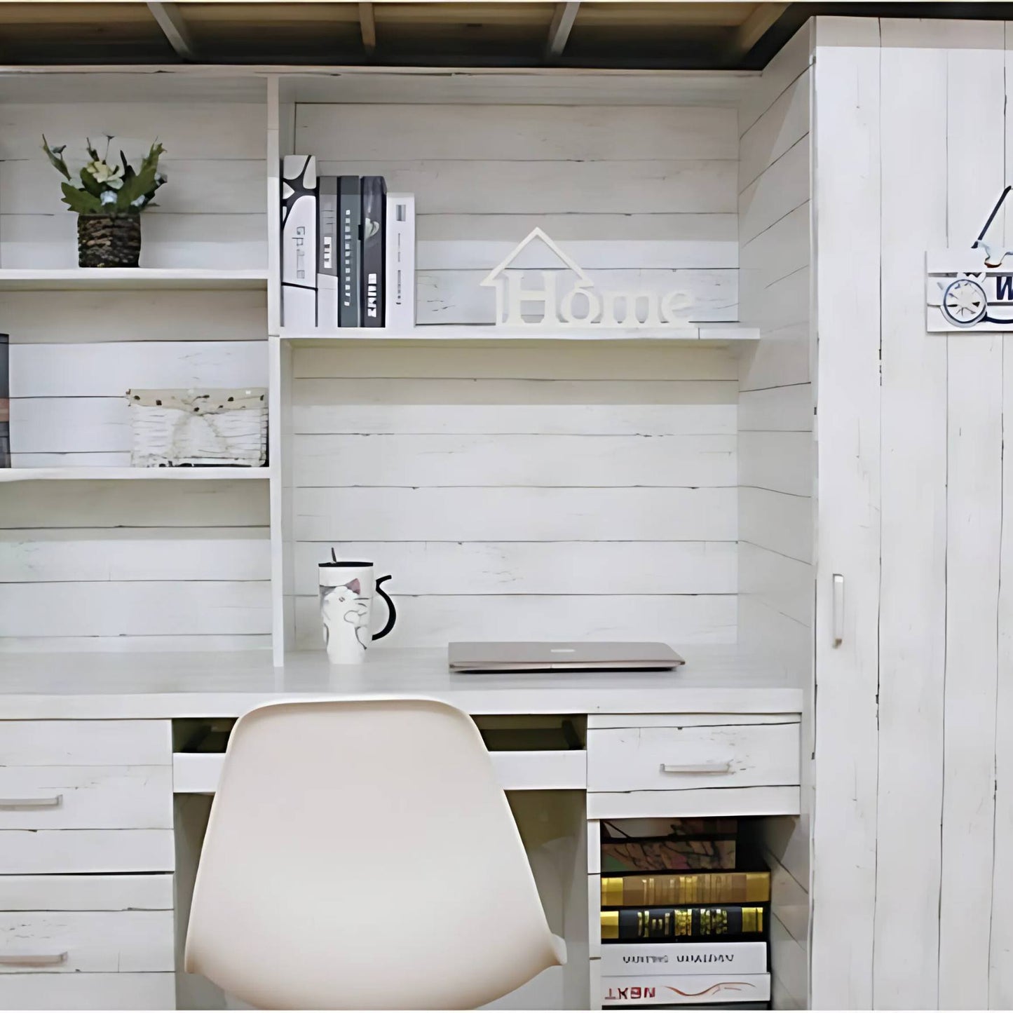 White Wood Self-adhesive Waterproof Wallpaper