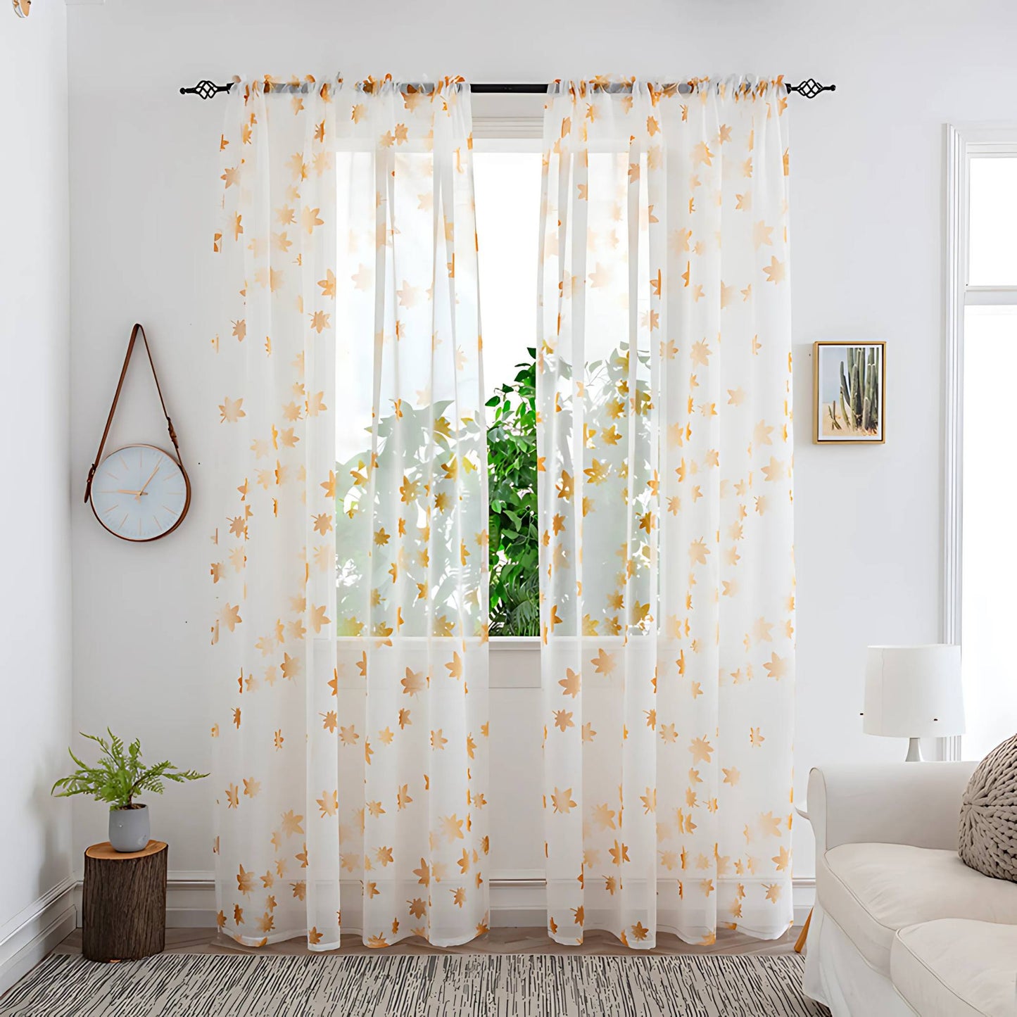 Mesh Flower Print Curtains
