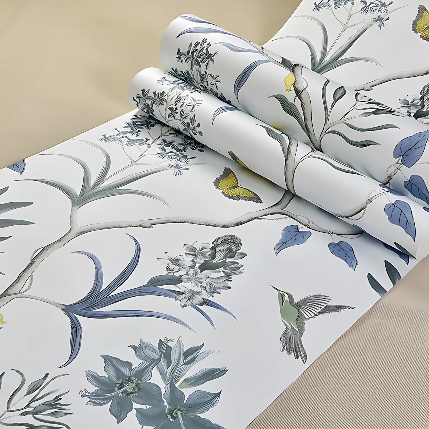 Vintage Flower Vine Print Wallpaper