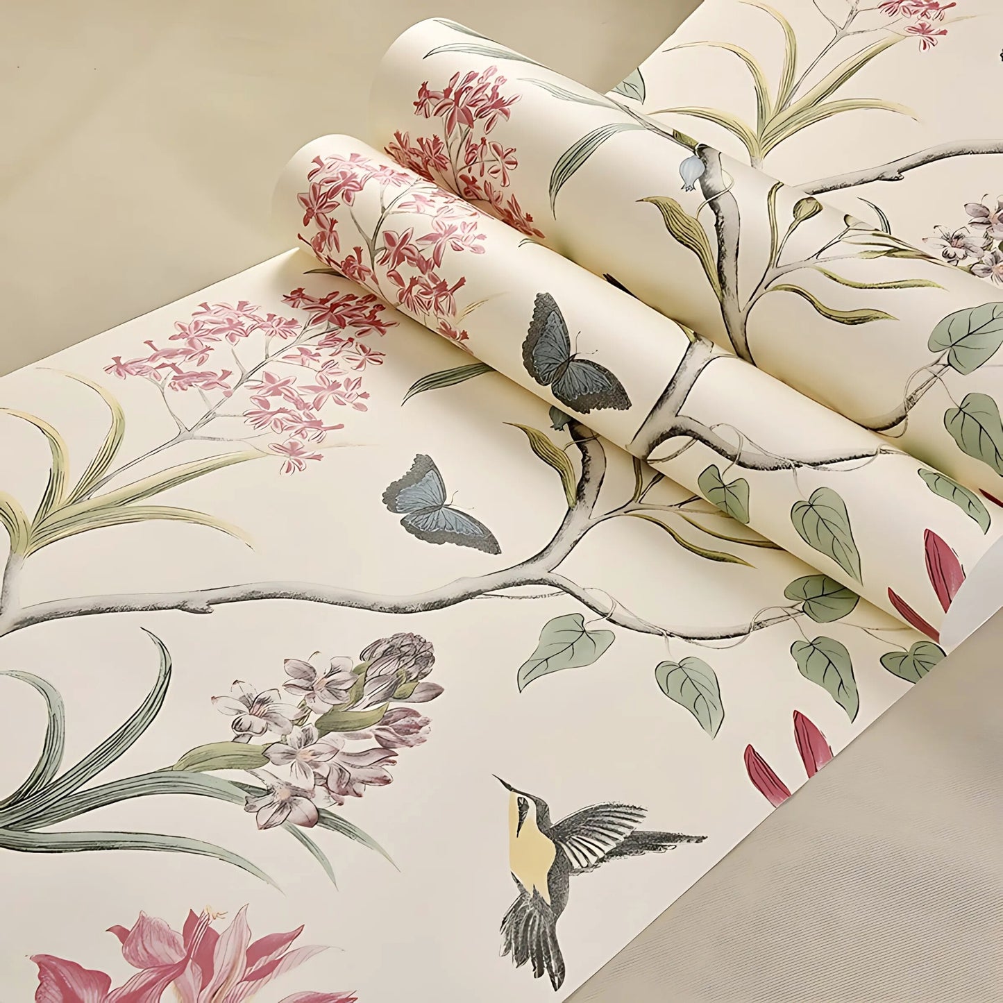 Vintage Flower Vine Print Wallpaper