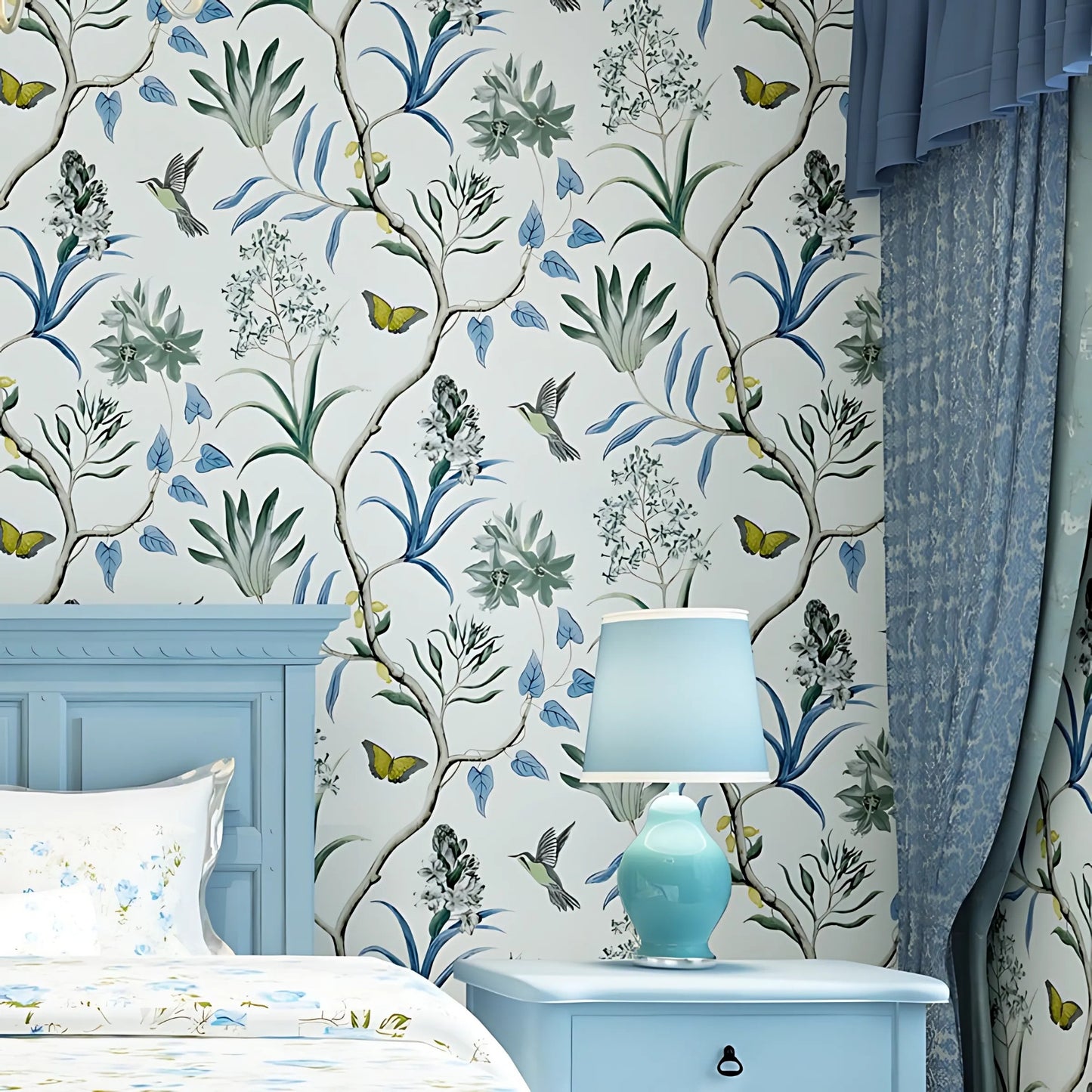 Vintage Flower Vine Print Wallpaper