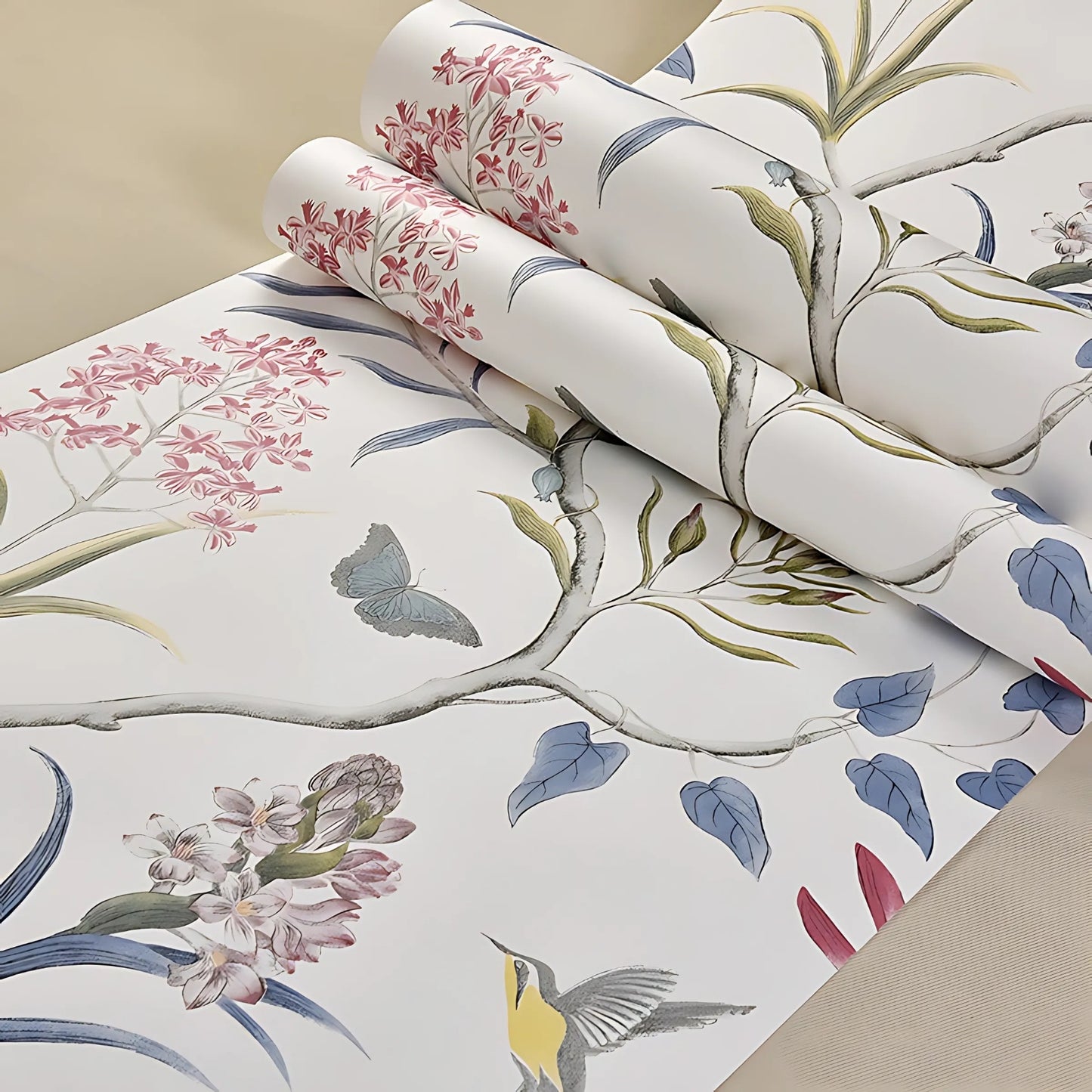 Vintage Flower Vine Print Wallpaper