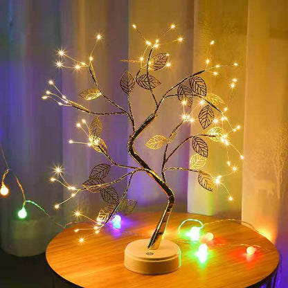 Twinkling Light Tree Gold Leaf Lamp