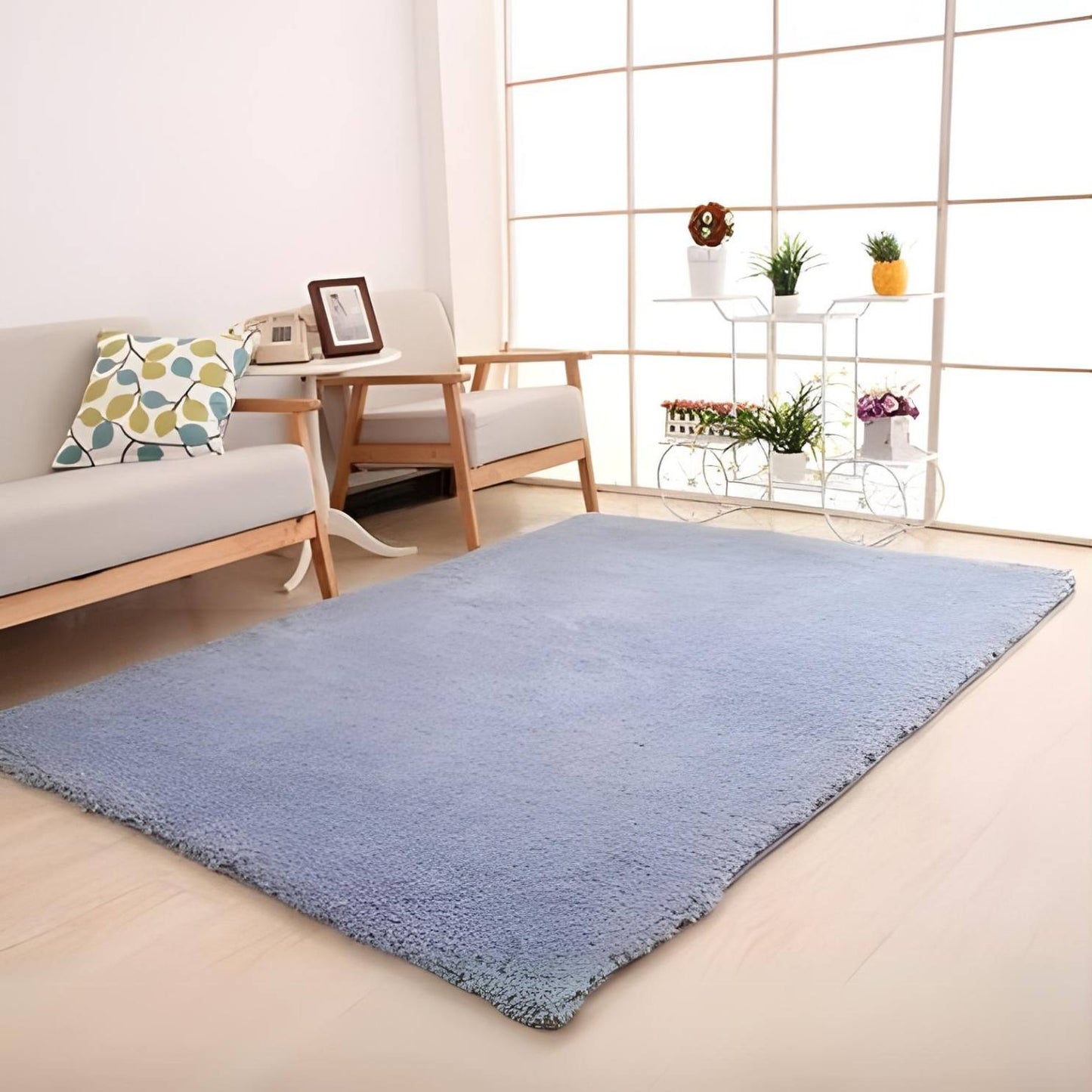 Large Solid Plush Mat Soft Carpet Non-Slip Area Rug