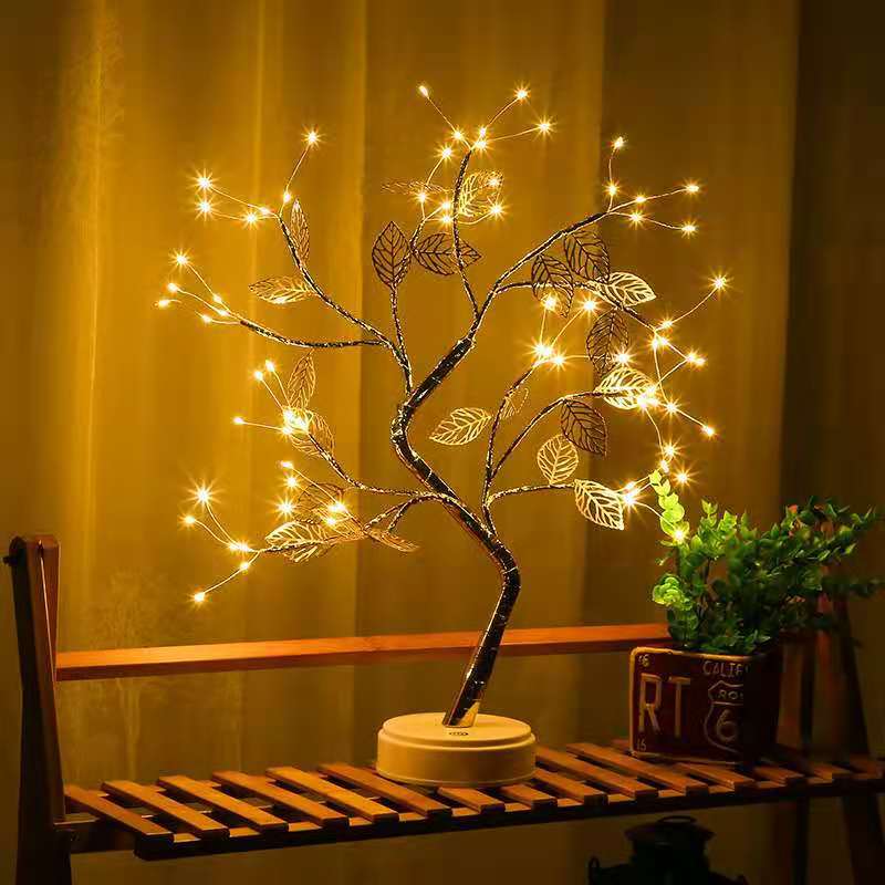 Twinkling Light Tree Gold Leaf Lamp