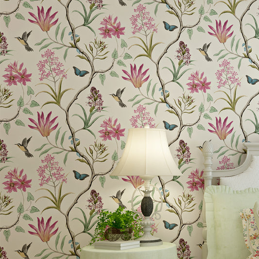 Vintage Flower Vine Print Wallpaper