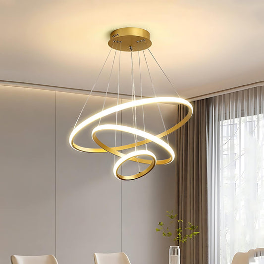 Luxury Hanging Golden Rings Chandelier Light Piece