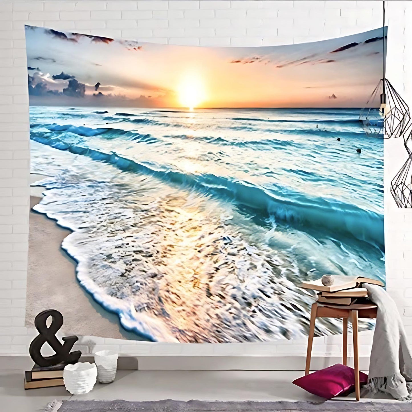 Large Hanging Ocean Sunset Tapestry