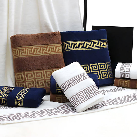 Golden Print Wrapped Bath Towel Set