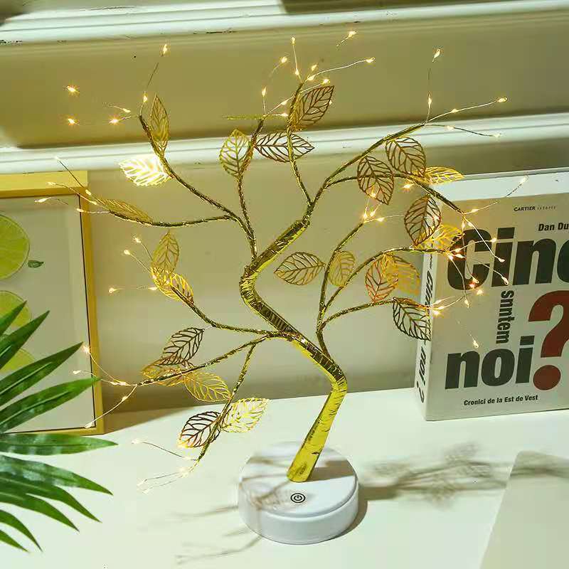 Twinkling Light Tree Gold Leaf Lamp