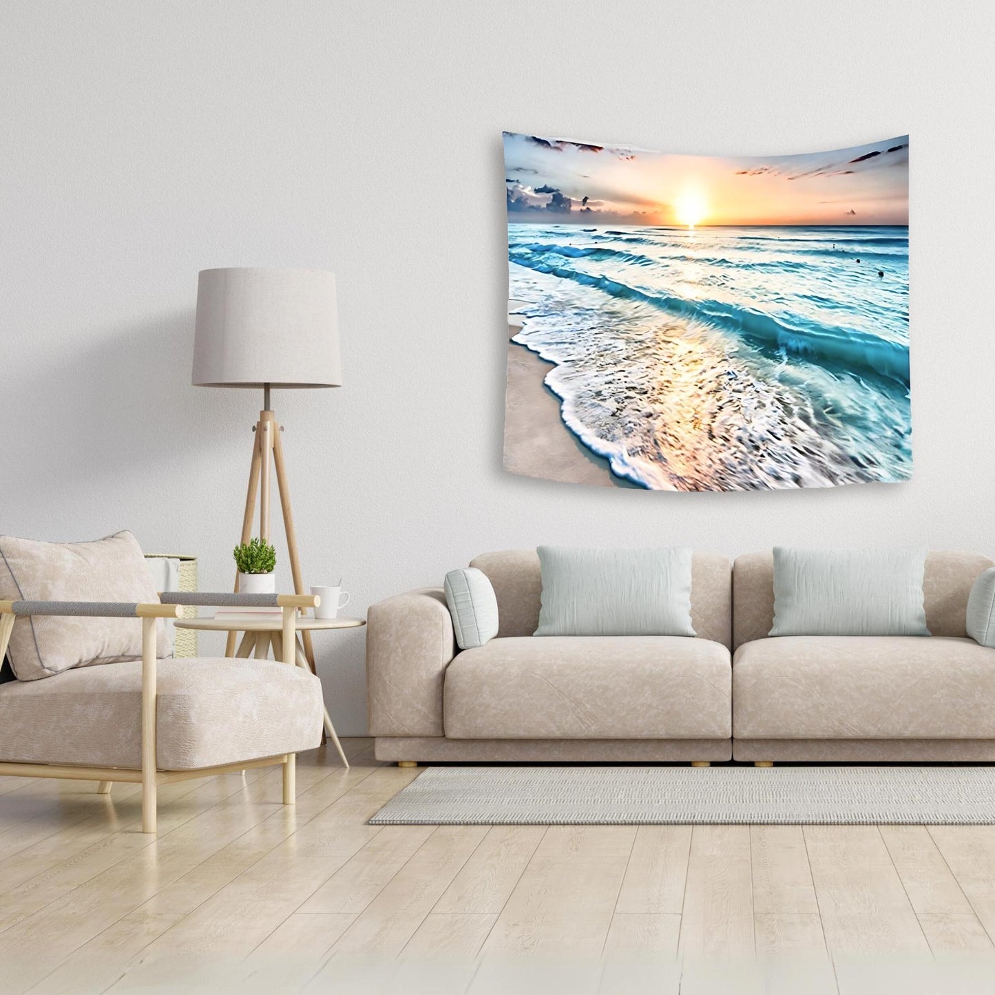 Large Hanging Ocean Sunset Tapestry