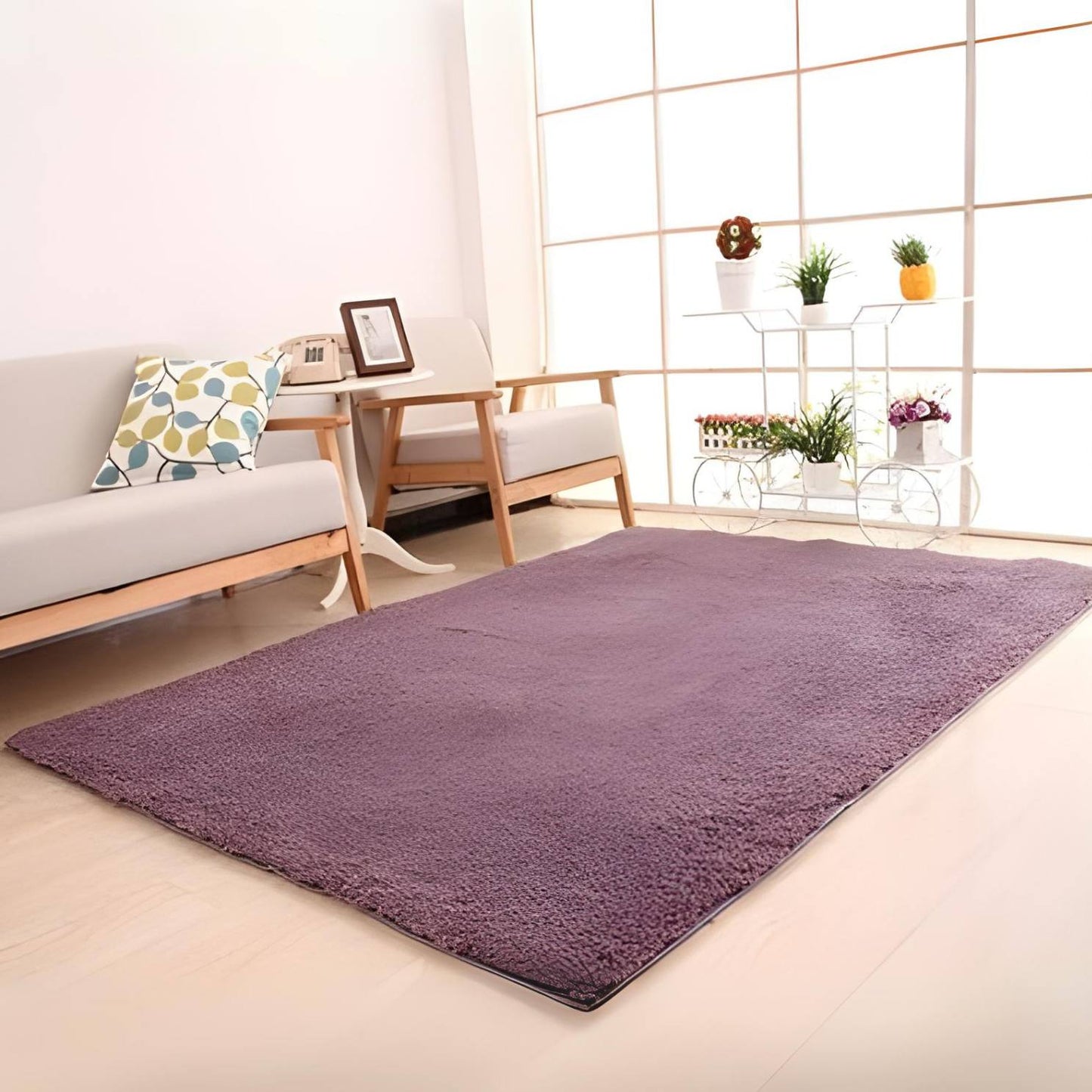 Large Solid Plush Mat Soft Carpet Non-Slip Area Rug