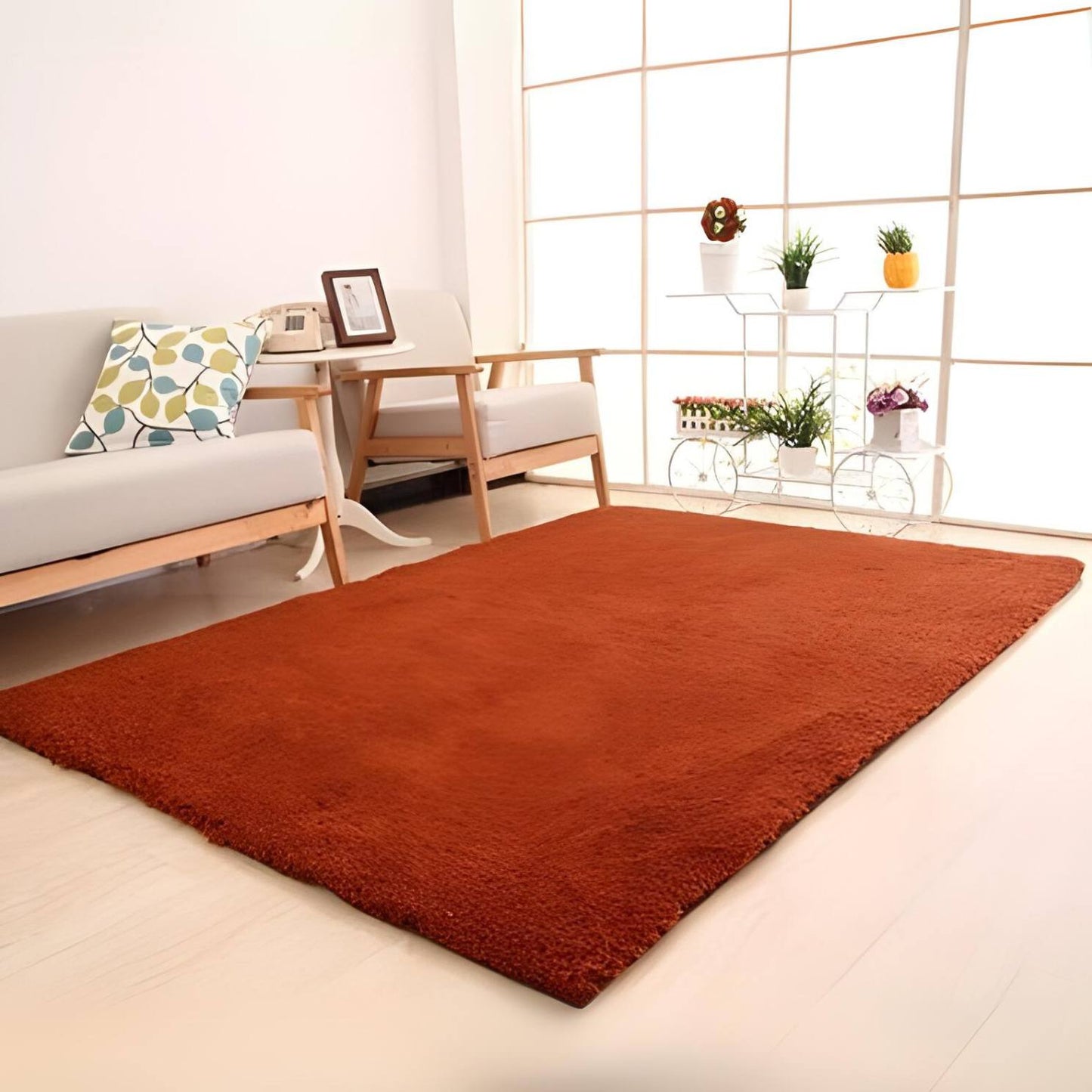 Large Solid Plush Mat Soft Carpet Non-Slip Area Rug