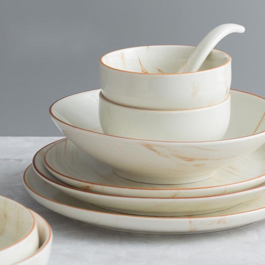 Marbled Ceramic Cream Bowls And Dishes