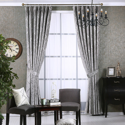 Lace Pattern Modern Chenille Blackout Curtains